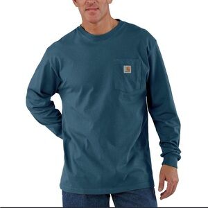 Carhartt Men’s Pocket Long Sleeve Shirt Teal Blue Size XXL